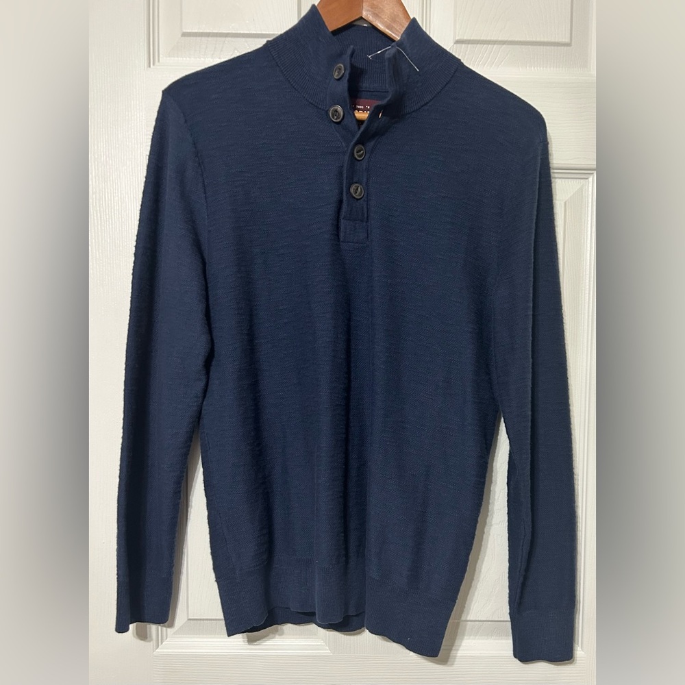 Stitch Fix Alesbury Mens Mock Neck Henley Shirt Navy Blue Cotton NWOT Size S